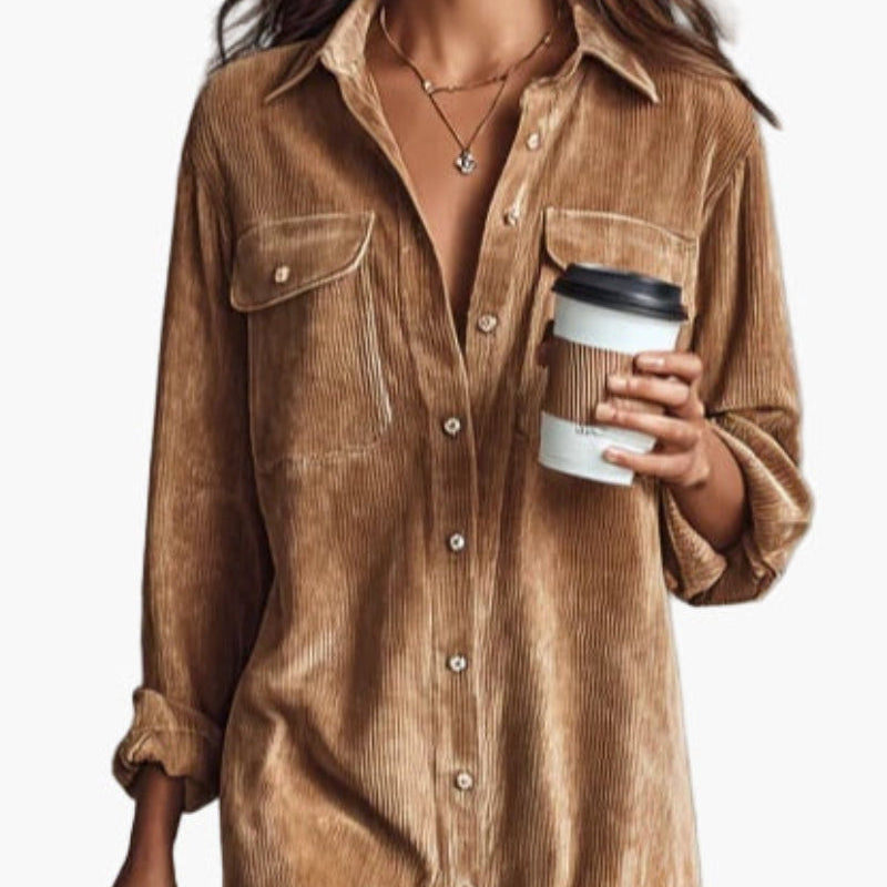 Dam Skjortklänning Midi – Avslappnad och Elegant för Vardagsbruk