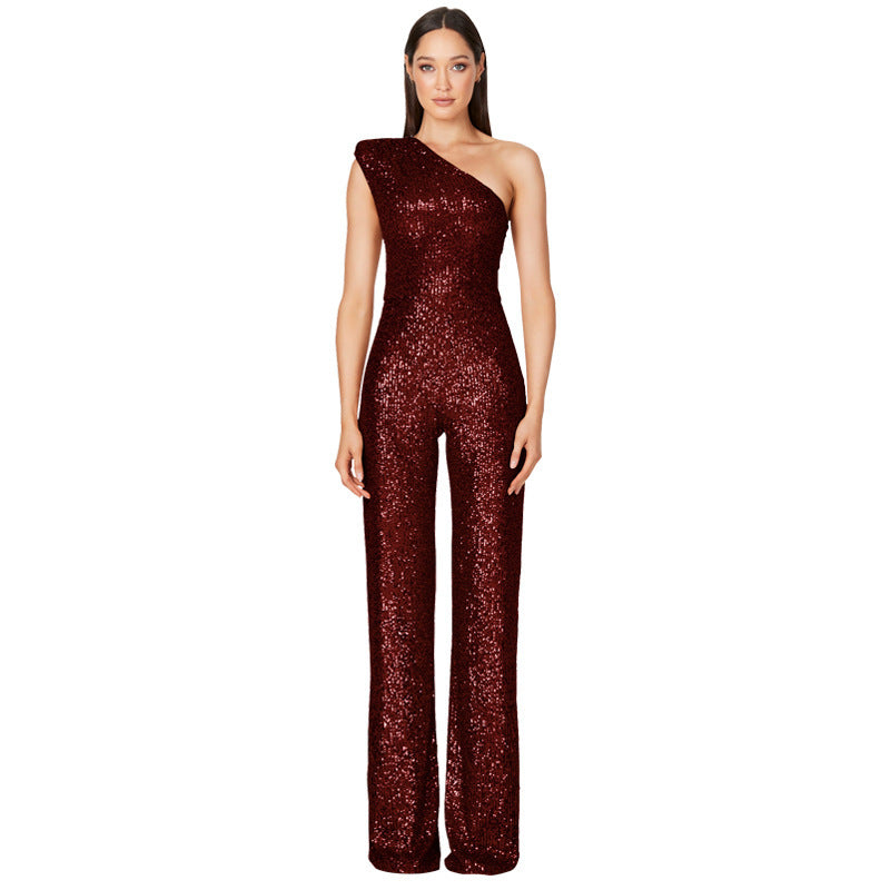 Sue – Ärmellös Enaxlad Paljett Jumpsuit