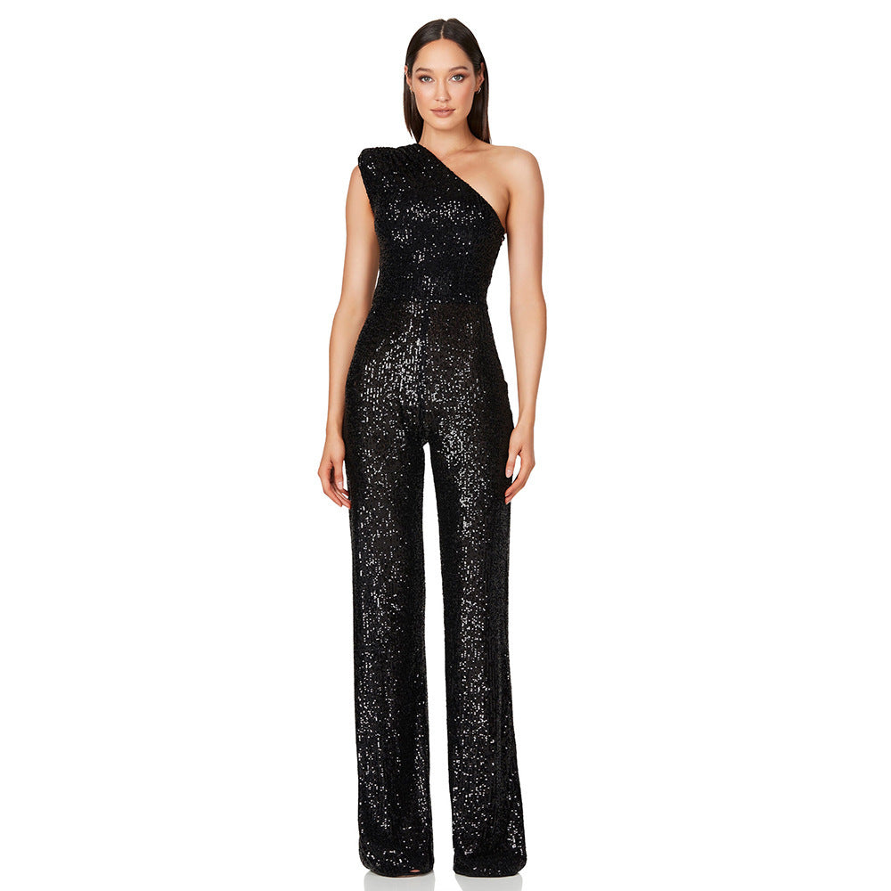 Sue – Ärmellös Enaxlad Paljett Jumpsuit