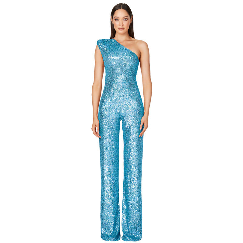 Sue – Ärmellös Enaxlad Paljett Jumpsuit