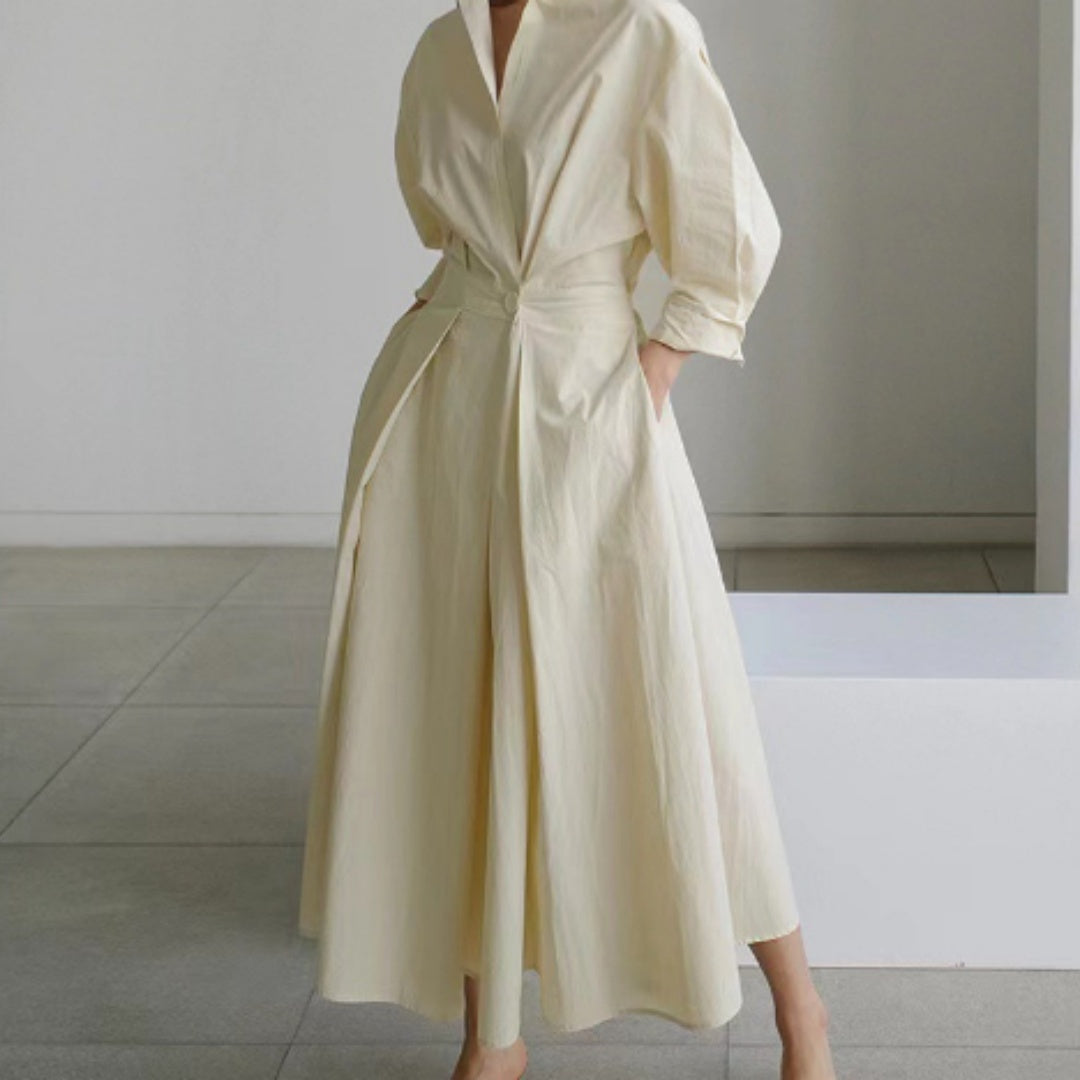 Benjamin – Långärmad Blus med Elastisk Midja Klänning