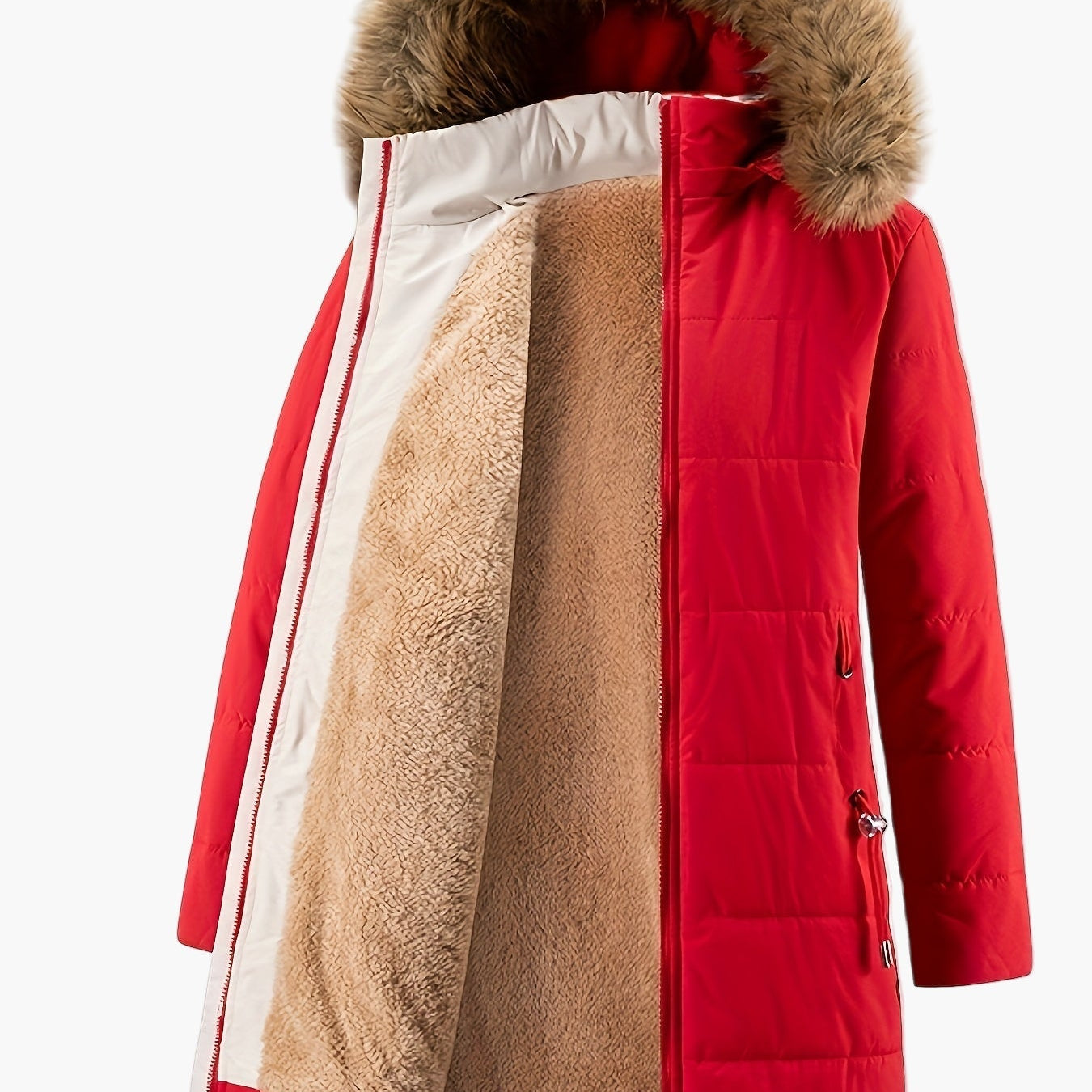 Dam Parkas Vinterjacka med Fuskpäls – Elegant och Varm för Kallt Väder