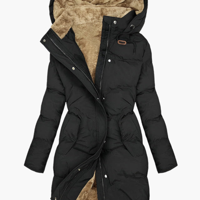 Dam Parkas Lång Vinterjacka med Huva och Fleecefoder – Elegant Varm Ytterplagg