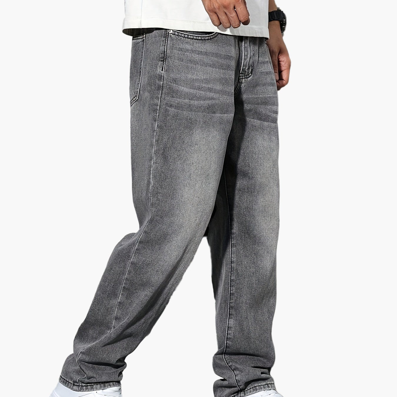 Herrjeans Rak Passform Streetwear För Vardag och Fritid