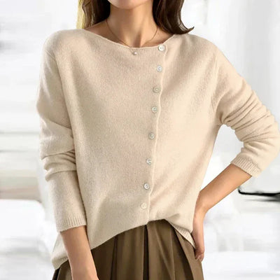 Isadora - Asymmetric Button Knit Cardigan