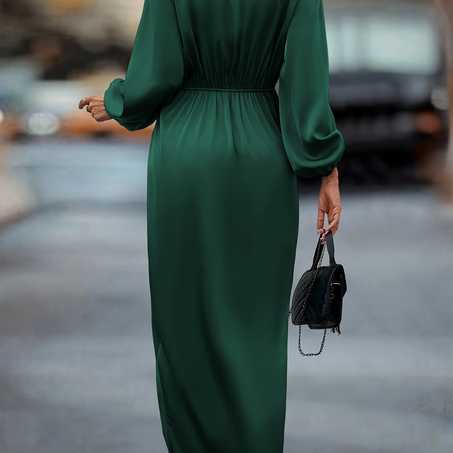 Dam Elegant Omlottklänning med Långa Ärmar för Fest och Formella Tillfällen