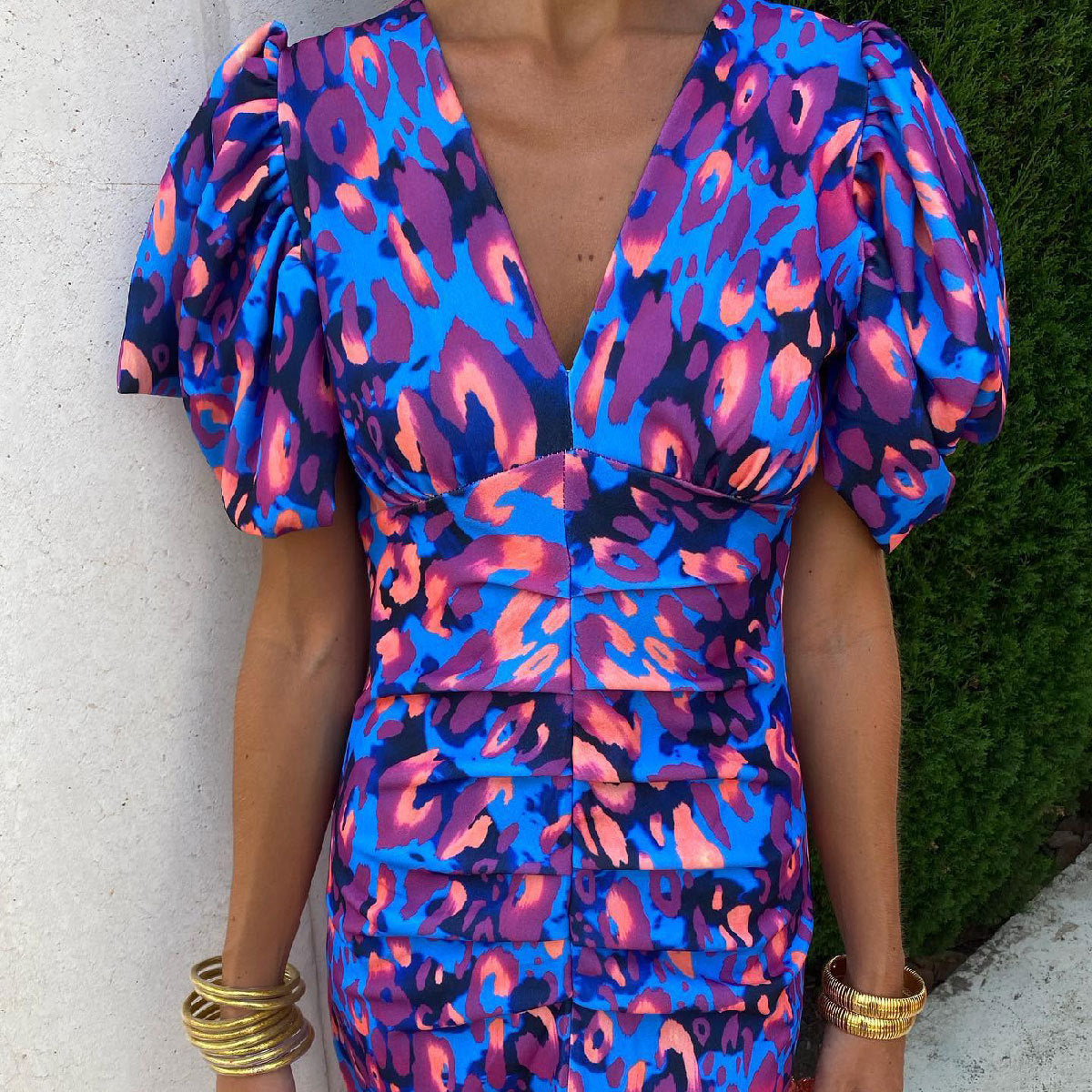 Damklänning Elegant Fest Puffärm Midilång – Perfekt för Sommar och Evenemang