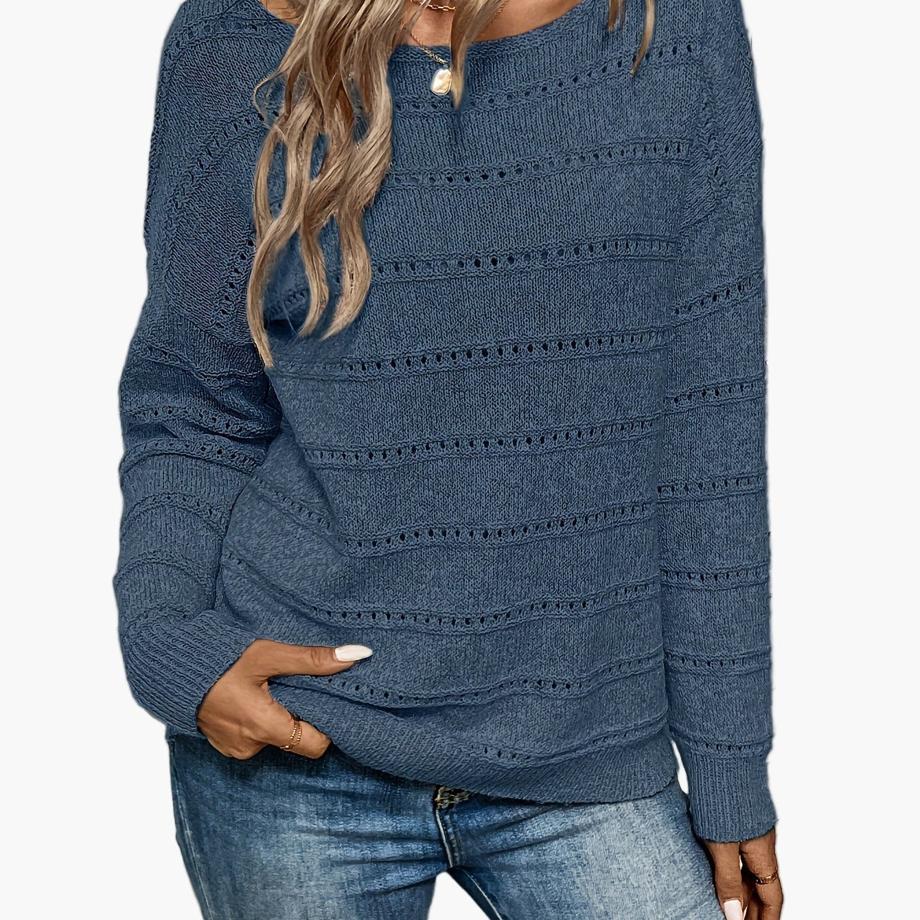 Damstickad elegant tröja för höst och vinter, vardagsstil