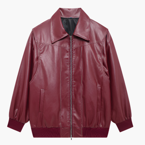Damjacka – Oversized bomberjacka i PU-konstläder för streetwear och vardag