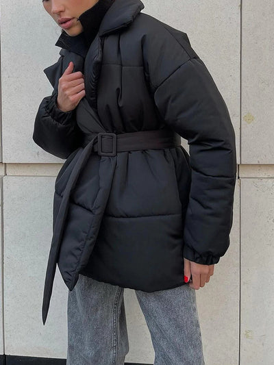 Tailored Belted Puffer Coat