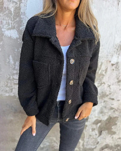 Women’s Sherpa Button-Up Jacket - Casual Warm Outerwear