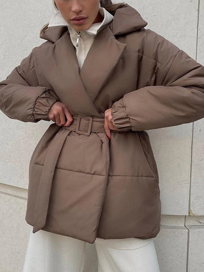 Tailored Belted Puffer Coat
