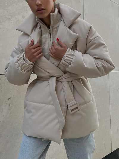 Tailored Belted Puffer Coat