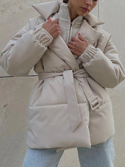 Tailored Belted Puffer Coat