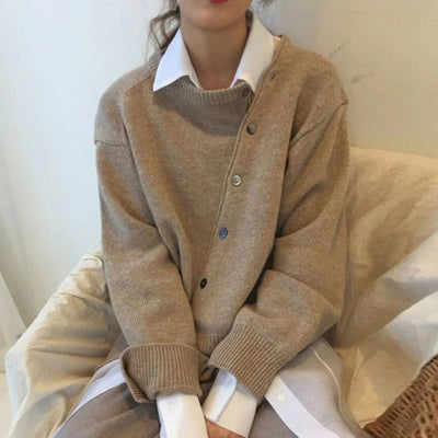 Women’s Asymmetric Button-Up Cardigan - Casual Knit Sweater