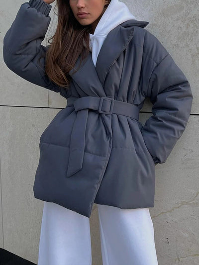 Tailored Belted Puffer Coat