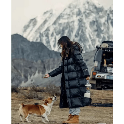 Women’s Long Puffer Coat - Hooded Quilted Winter Outerwear