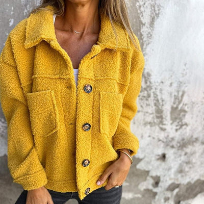 Women’s Sherpa Button-Up Jacket - Casual Warm Outerwear