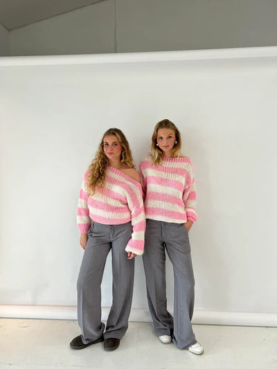Women’s Striped Knit Sweater – Casual Pullover Stripes