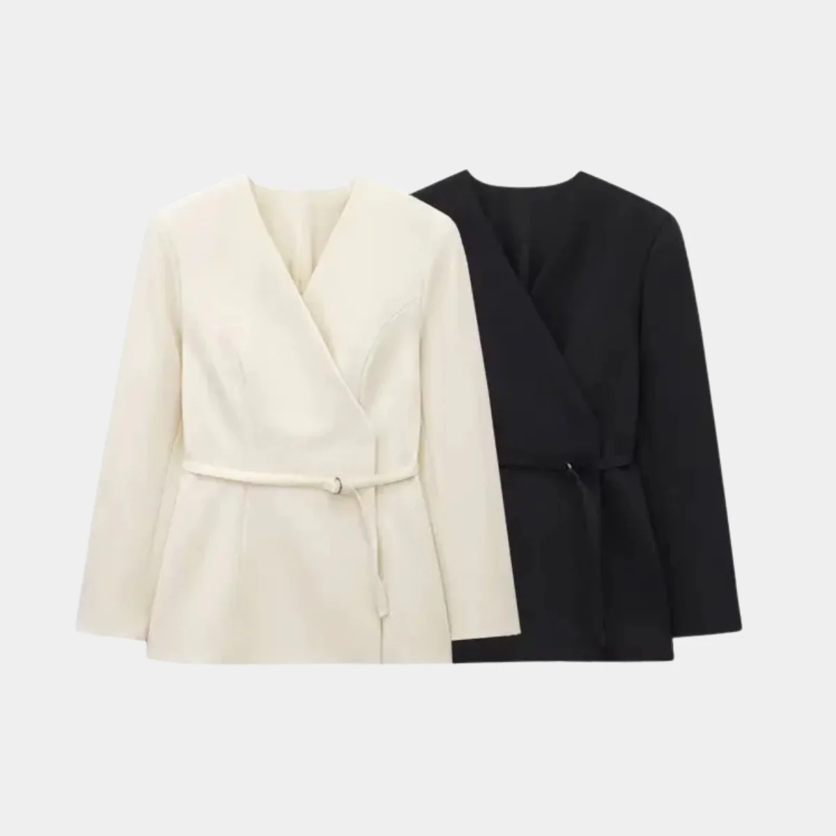 Women’s Wrap Blazer Jacket – Long Sleeve Belted Tailored Fit