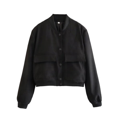 Women’s Cropped Utility Jacket - Casual Button-Up Outerwear