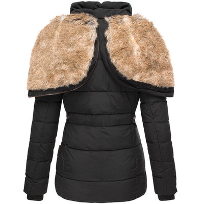 Women’s Hooded Puffer Jacket - Faux Fur Trim