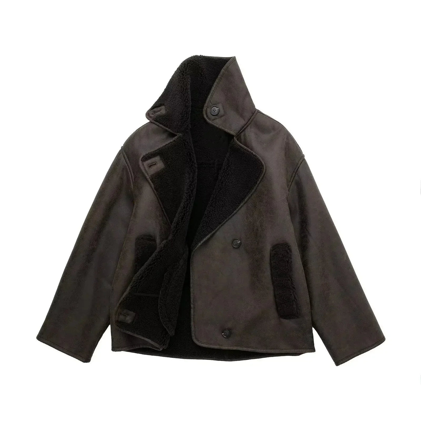 Women’s Faux‑Shearling Moto Jacket