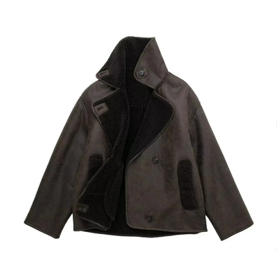 Women’s Faux‑Shearling Moto Jacket