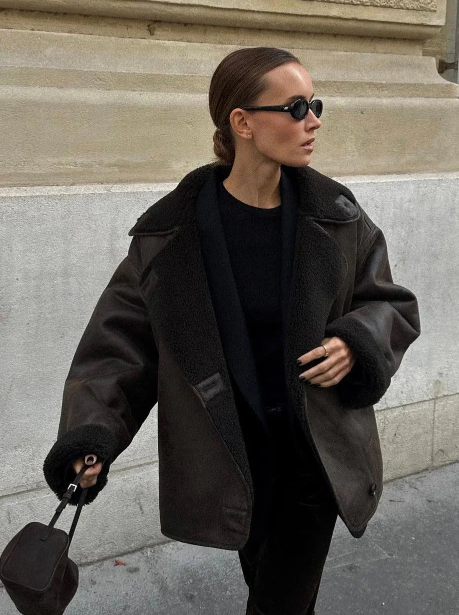 Women’s Faux‑Shearling Moto Jacket