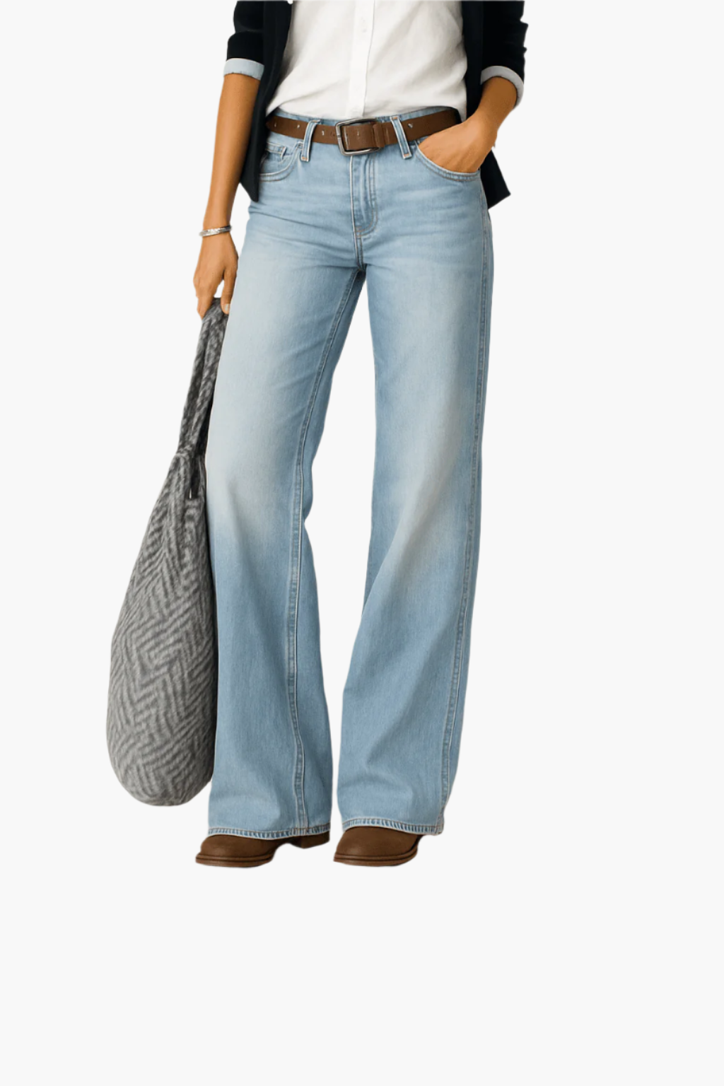 Damjeans med vida ben – Casual och trendig byxa för vardag och arbete