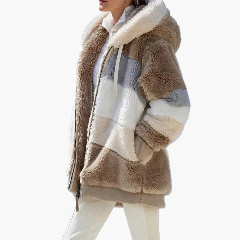 Damjacka med huva och dragkedja – Trendig vinterjacka för vardag och fritid